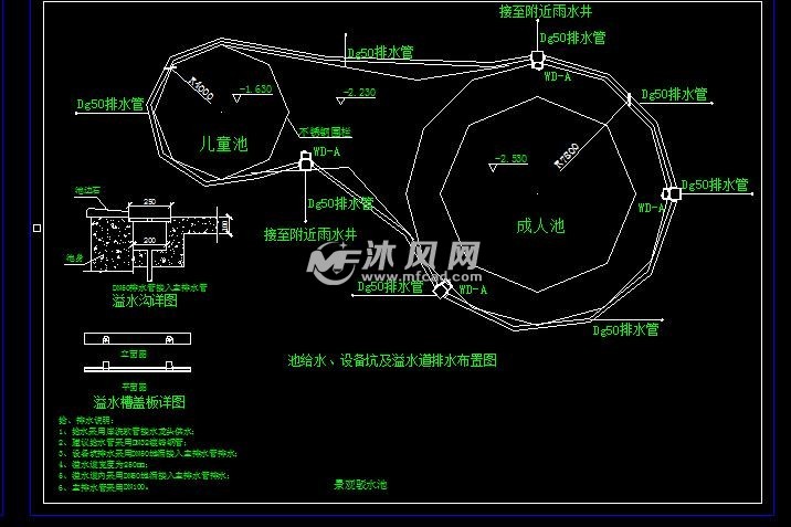 公园景观驳水池施工布置图