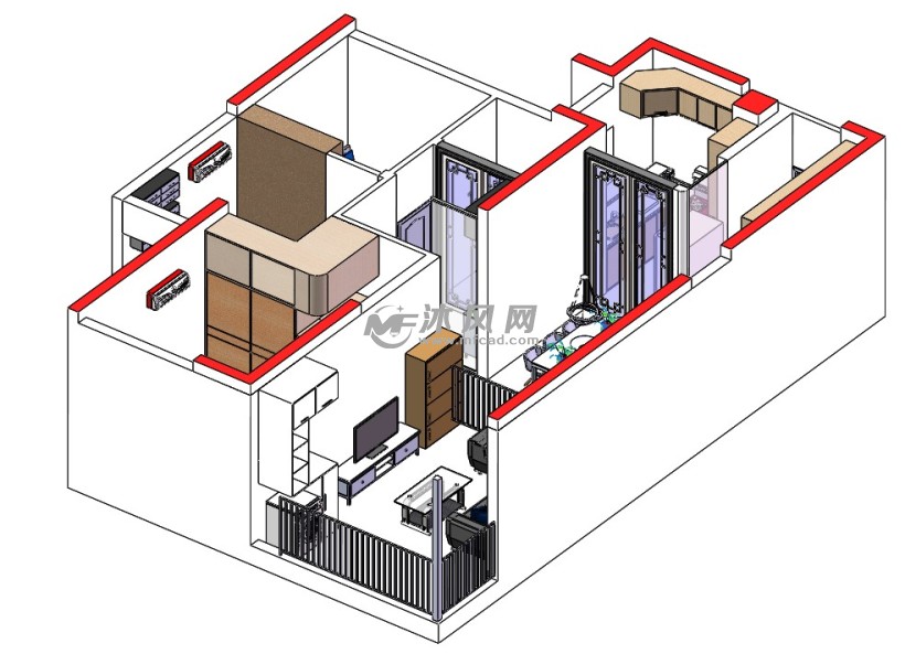室内装修设计三维 - 建筑模型图纸 - 沐风网