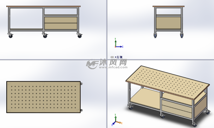 桌子设计图纸三视图图片