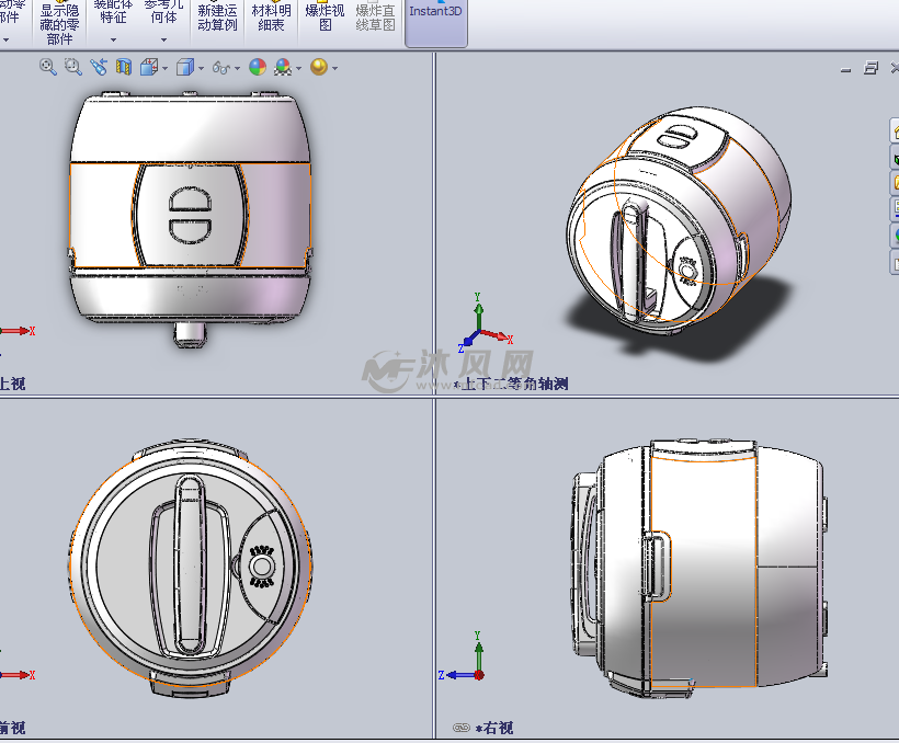 智能電飯煲設計模型三視圖