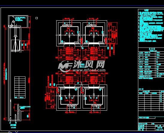 8種四臺群控電梯組機房井道結構圖 - 箱體類圖紙 - 沐風網