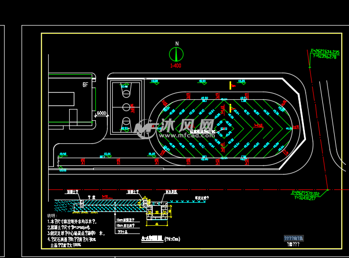 小学运动场排水cad施工设计图