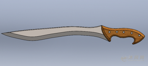 匕首三维造型正视图