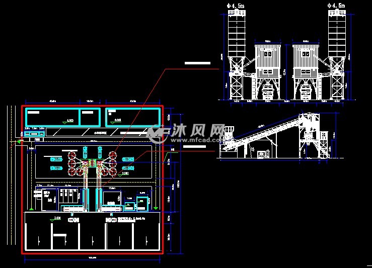 hzs2402混凝土搅拌站总平面图布置图