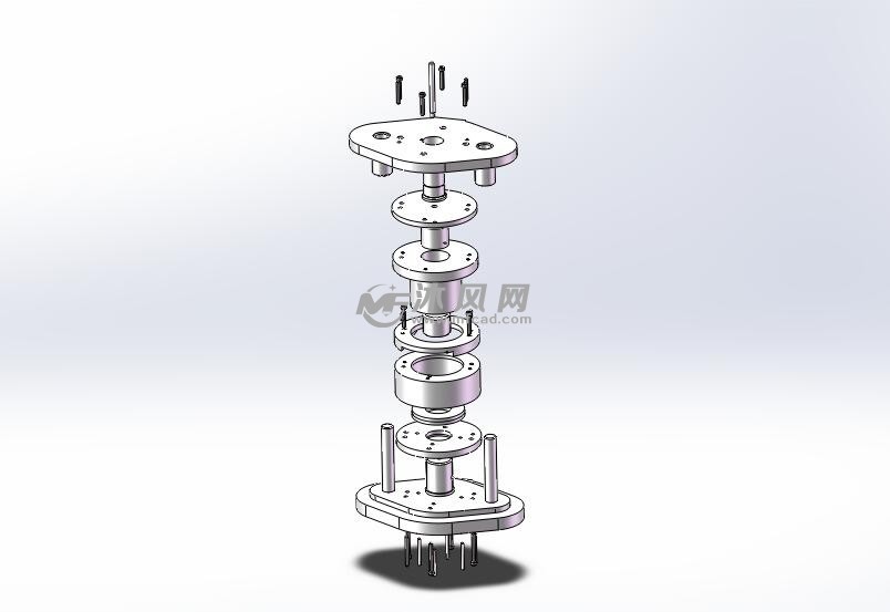 水杯落料拉伸复合模爆炸图