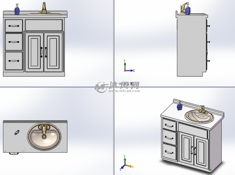 洗手台模型图三视图