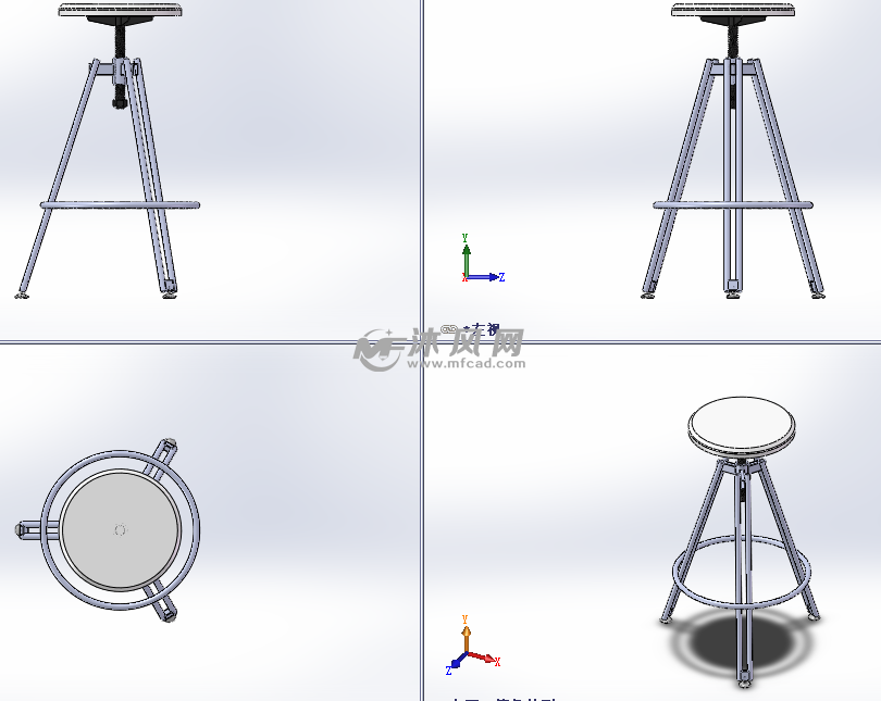 三角圆凳三视图图片