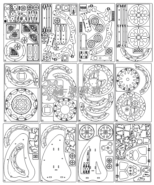齿轮传动木质地球仪激光切割图纸
