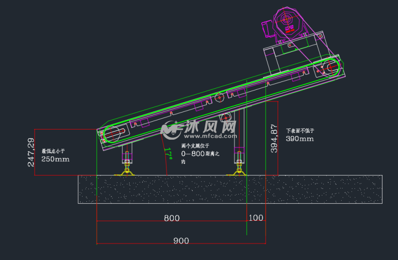 裙邊皮帶機 - 輸送和提升設備圖紙 - 沐風網