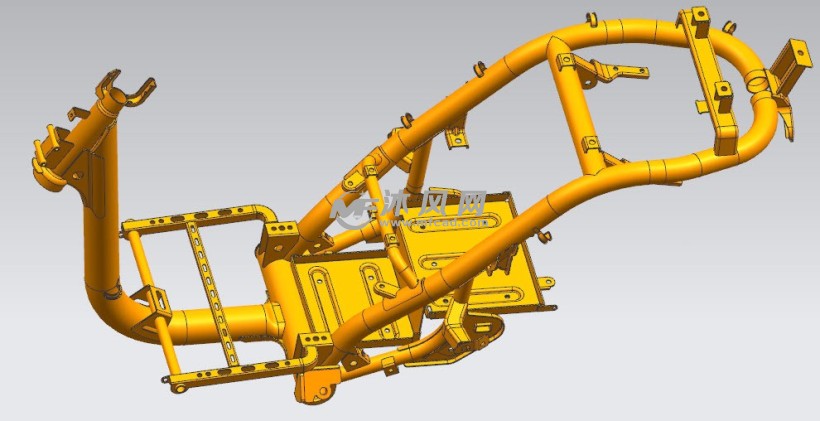 本田电瓶车电动车车架3d结构图
