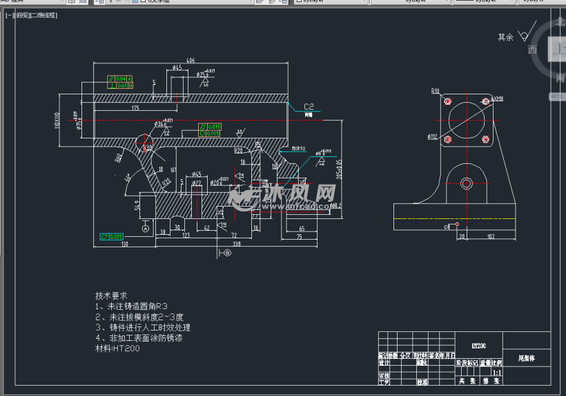 车床尾架体零件加工工艺及镗φ75孔夹具