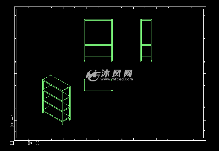 可调内组装四层平板货架 - 商业专用设备图纸 - 沐风网