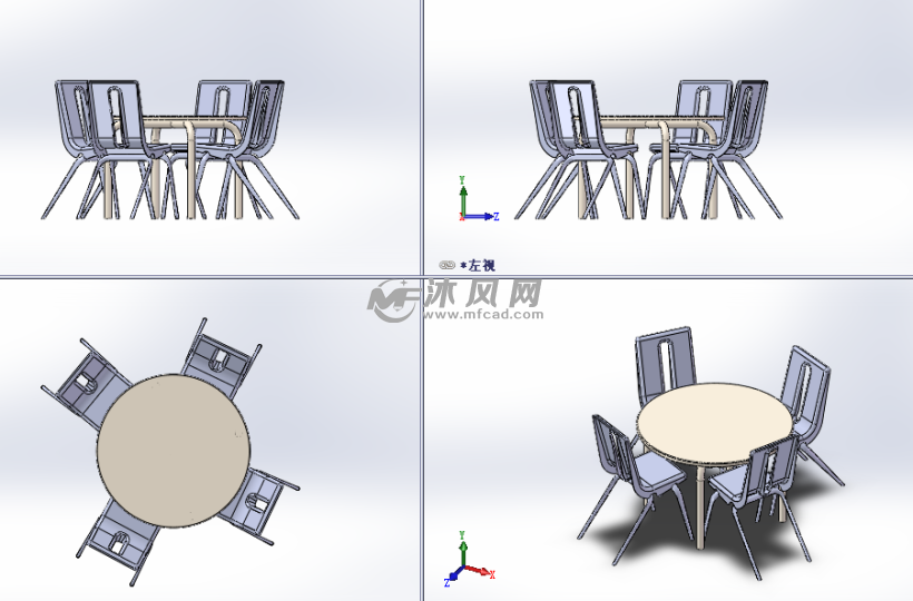 户外桌椅模型三视图