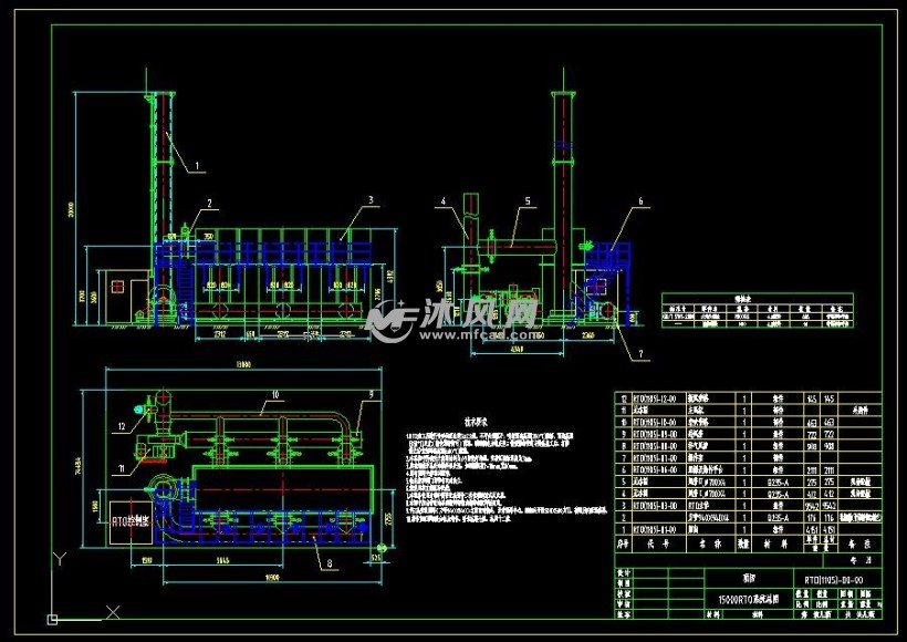 三床式rto设备图 - 环保图纸 - 沐风网