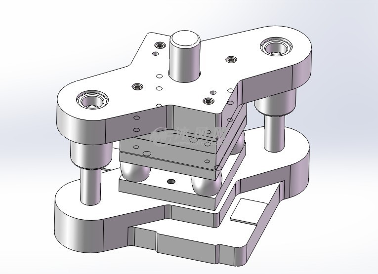 矩形垫片冲孔落料复合模图纸 - 冲压模具图纸 - 沐风网