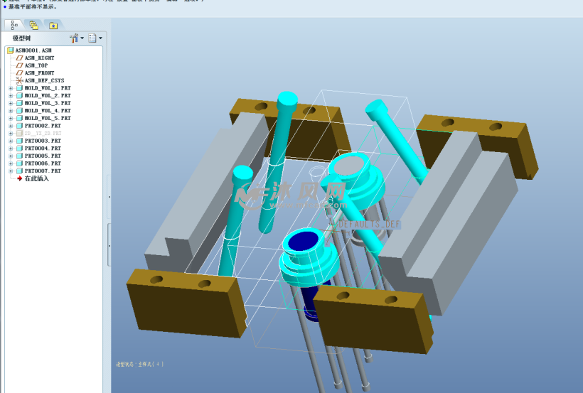 支架注塑模具设计三维