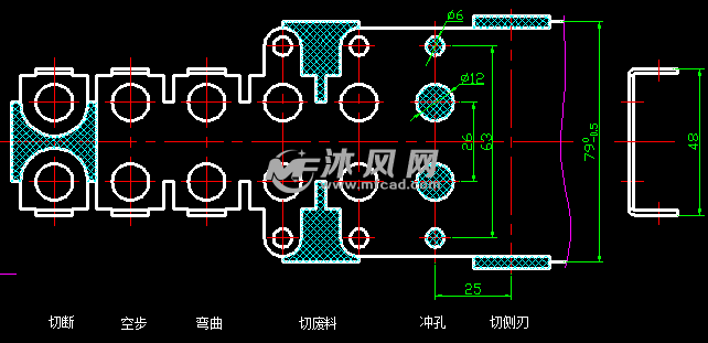 压线卡滑轮级进模设计