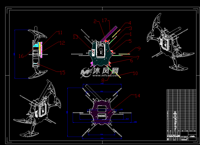 六足機器人cad圖紙總裝圖