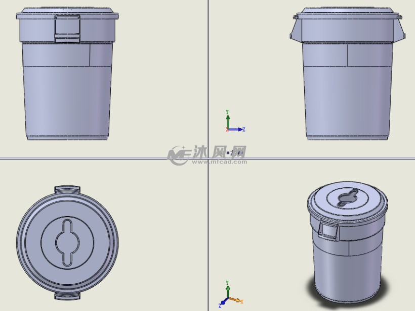 垃圾桶模型三视图