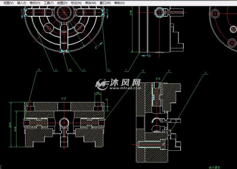 四爪卡盘 主要结构放大展示