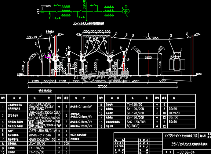 35kv出线及主变进线间隔断面图