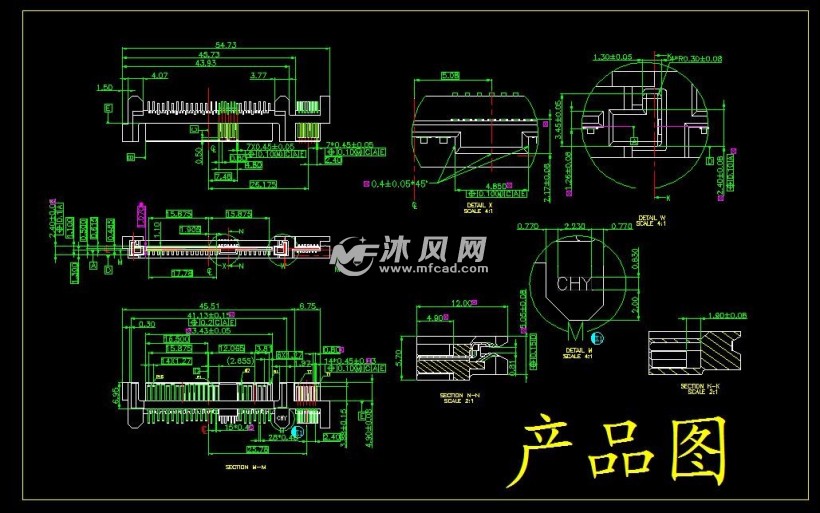 22孔位胶芯塑胶模具(4穴) - 注塑模图纸 - 沐风网