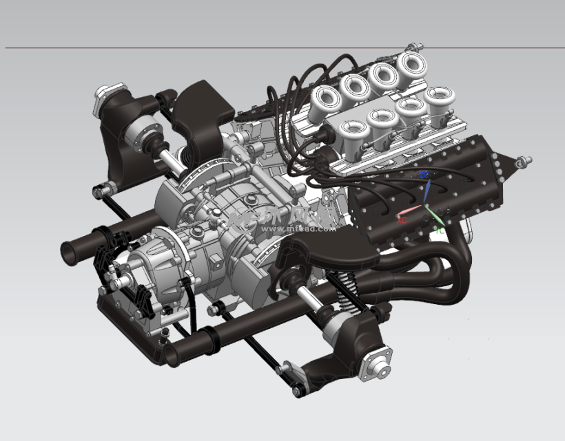 f1赛车大功率16缸引擎发动机