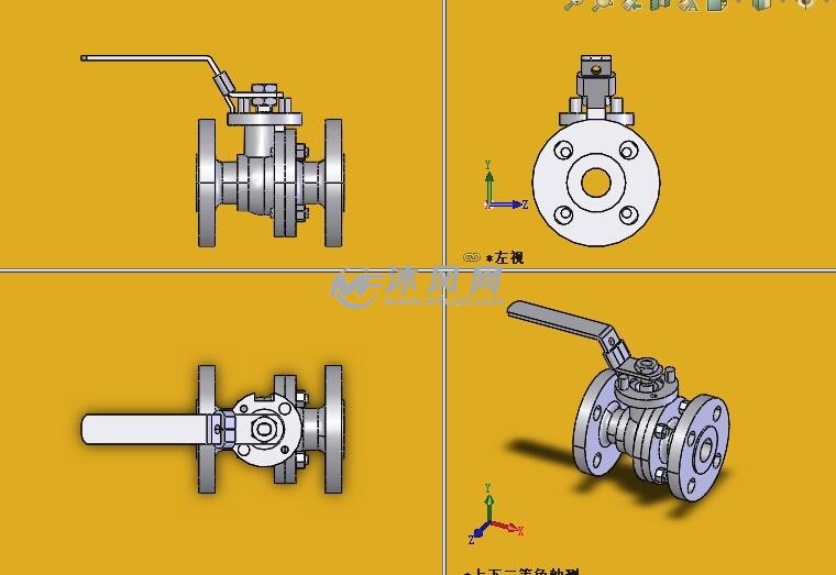 f20系列-2件式全流道法兰球阀三视图