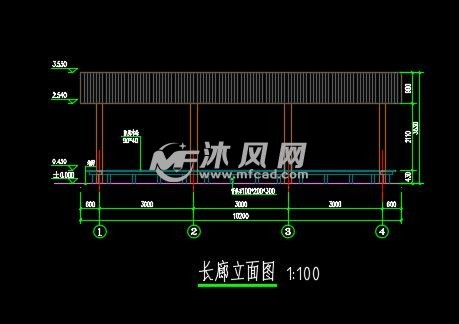 防腐木长廊cad - 小品及配套设施施工图图纸 - 沐风网