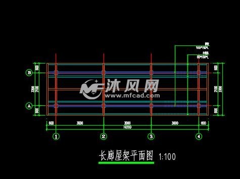 防腐木长廊cad - 小品及配套设施施工图图纸 - 沐风网