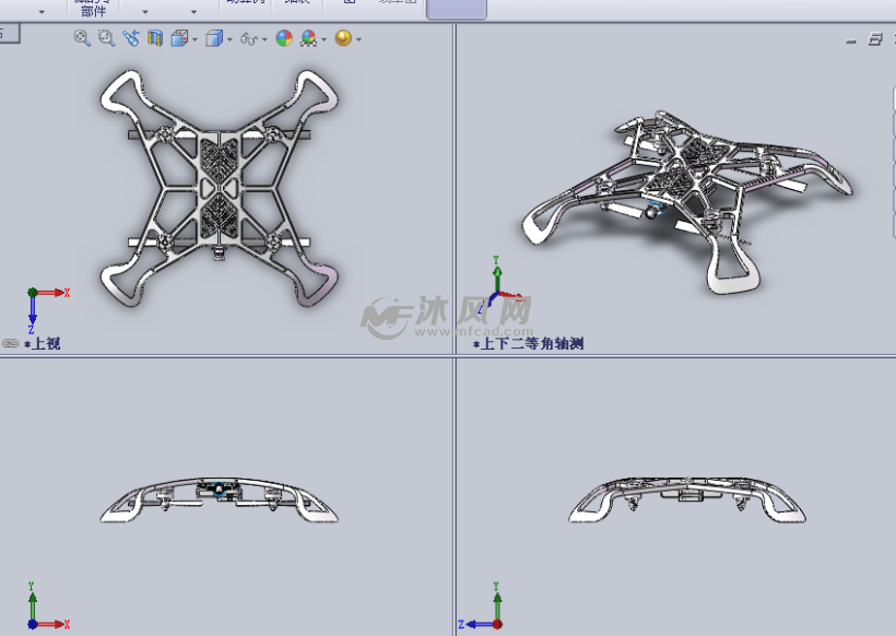 飛行器(多翼)設計模型三視圖