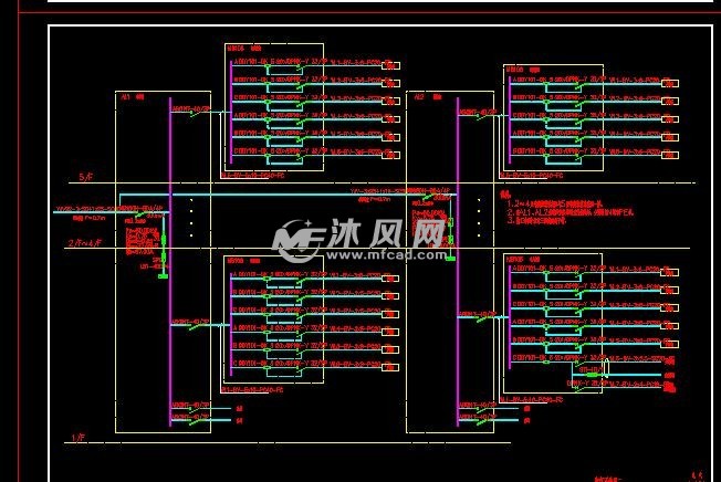 五层车间各层电器平面布置图