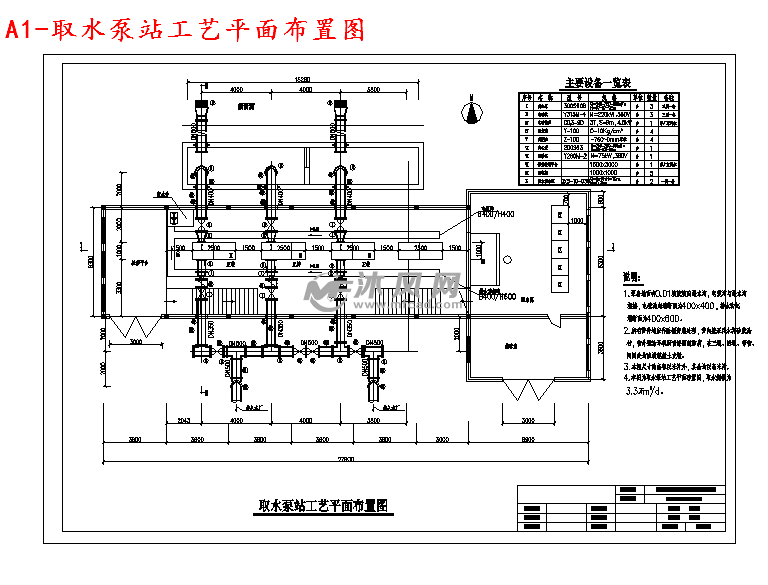取水泵房平面图图片
