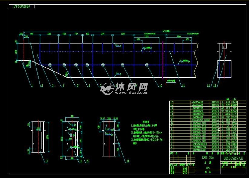 qd150b30t32m橋式起重機優化圖紙