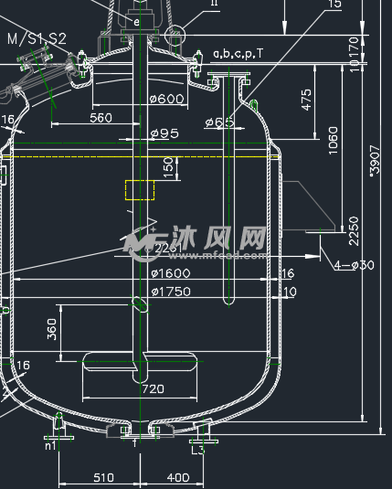 3000l反應釜cad - 反應壓力容器圖紙 - 沐風網