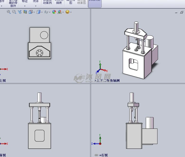 液壓機設計模型三視圖