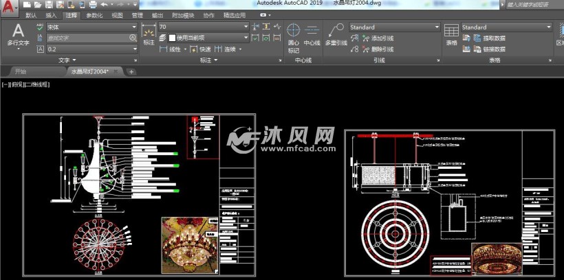 水晶吊灯cad图纸效果图