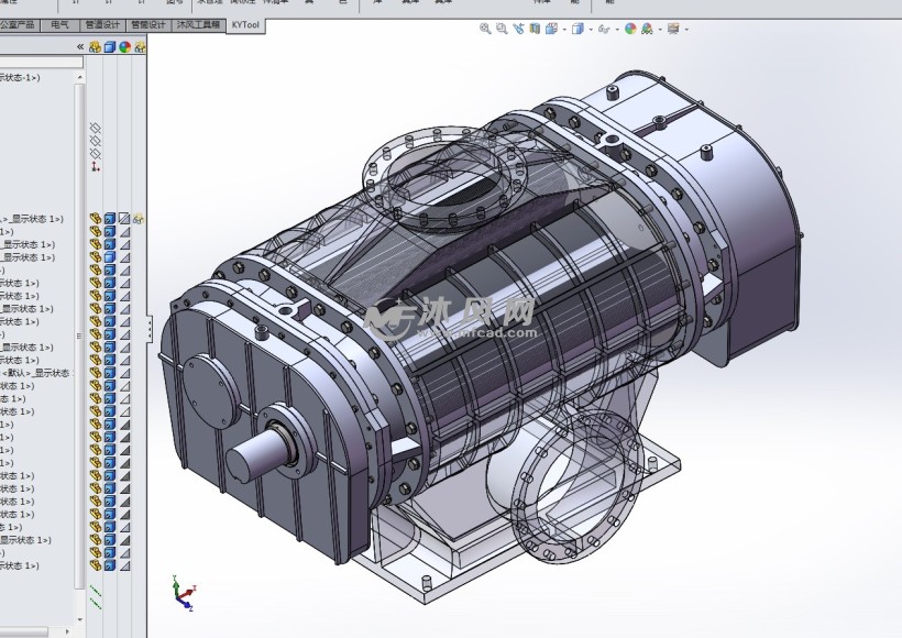 罗茨风机壳体透视视图