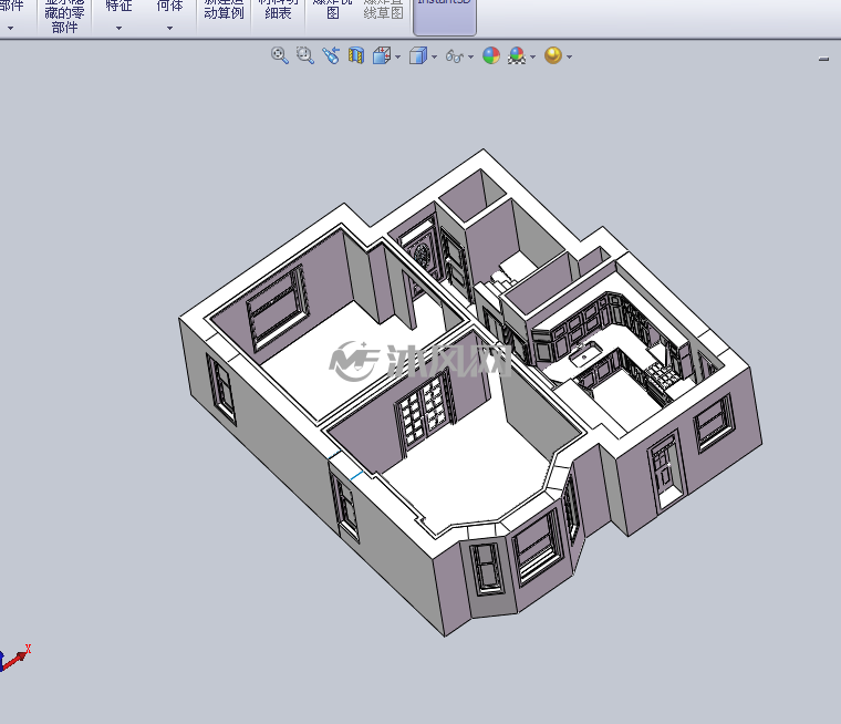一楼的房屋设计模型 - 建筑模型图纸 - 沐风网