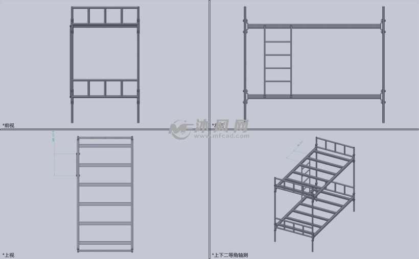 简易上下双人床 - 家具家装图纸 - 沐风网