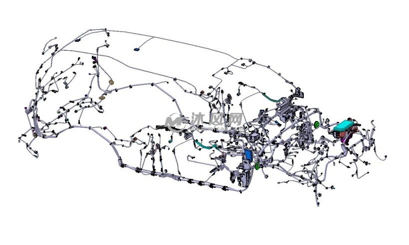 汽车线束 侧视图