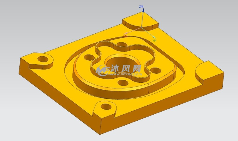 复杂型面端盖零件数控铣加工工艺分析及仿真三维零件图