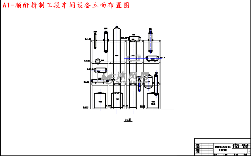 順酐精製工段車間設備立面佈置圖