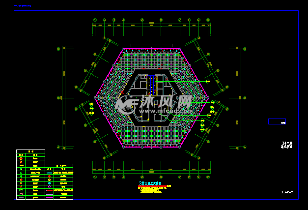 六边形写字楼施工图 - 办公建筑图纸 - 沐风网