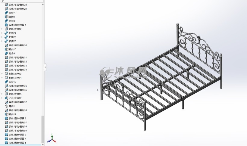 欧式铁艺床模型设计图