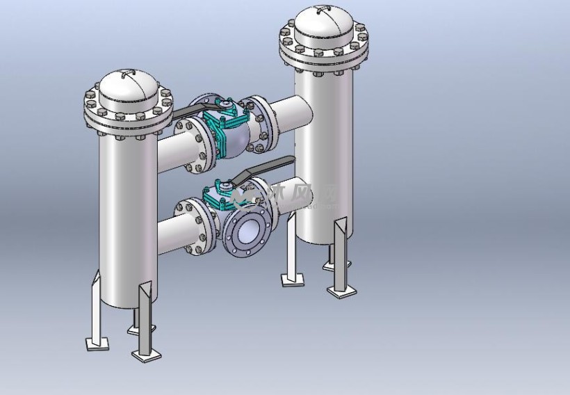 双筒过滤器轴测图