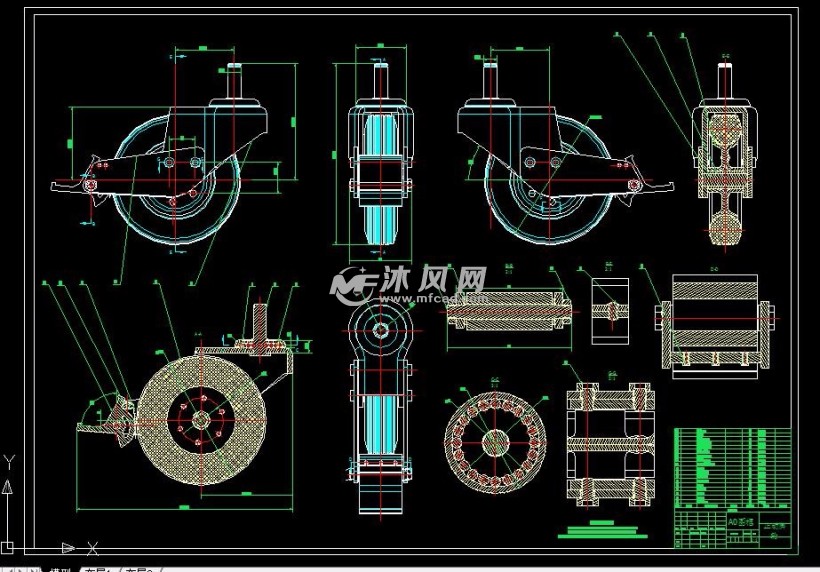 脚轮 装配二维图