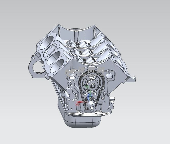 v8大马力8缸发动机三维模型设计 