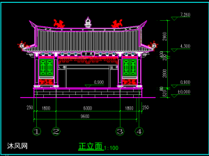 一套混凝土仿木结构的单层明代形制山神庙佛教殿堂古建筑施工图纸