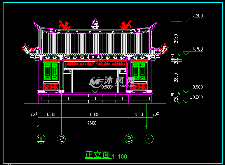 两个单层木结构闽南风格戏台仿古建筑方案图